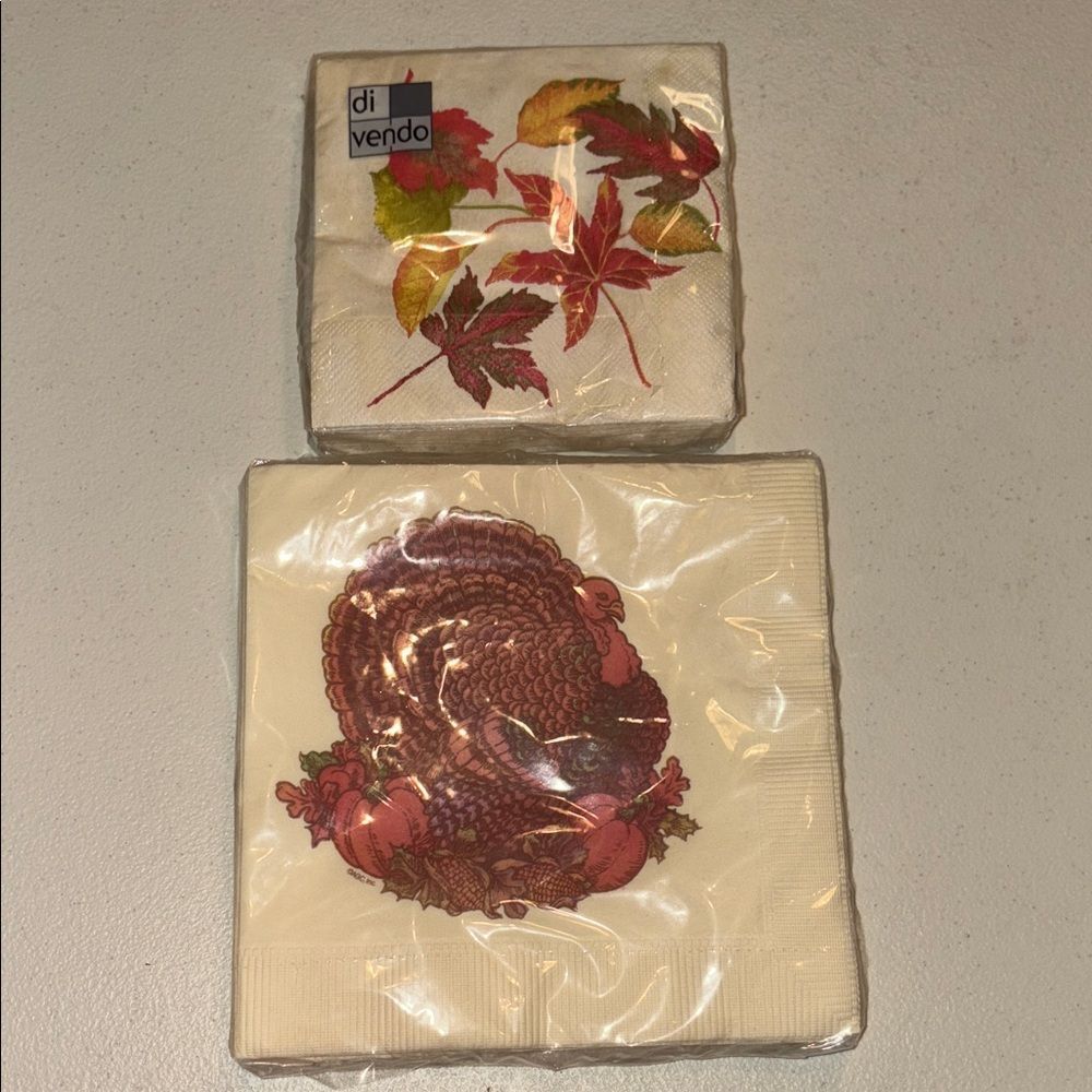 Vintage Fall Leaves and Turkey Napkins